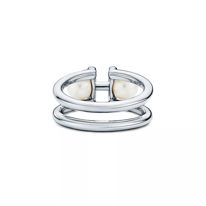 [Stellar jewels]DOUBLE PEARL SILVER RING
