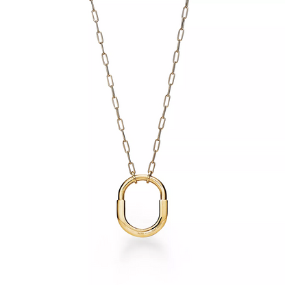 [Stellar jewels]LOCK NECKLACE MEDIUM PENDANT GOLD PAVED DIAMONDS