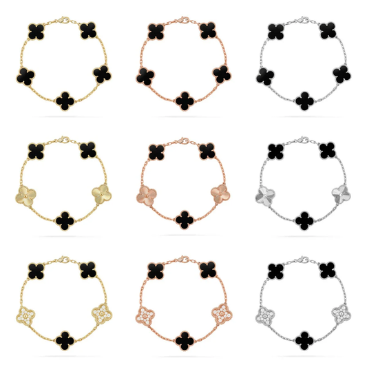 [Stellar Jewelry] CLOVER 5 MOTIF ONYXS BRACELET COLLECTION