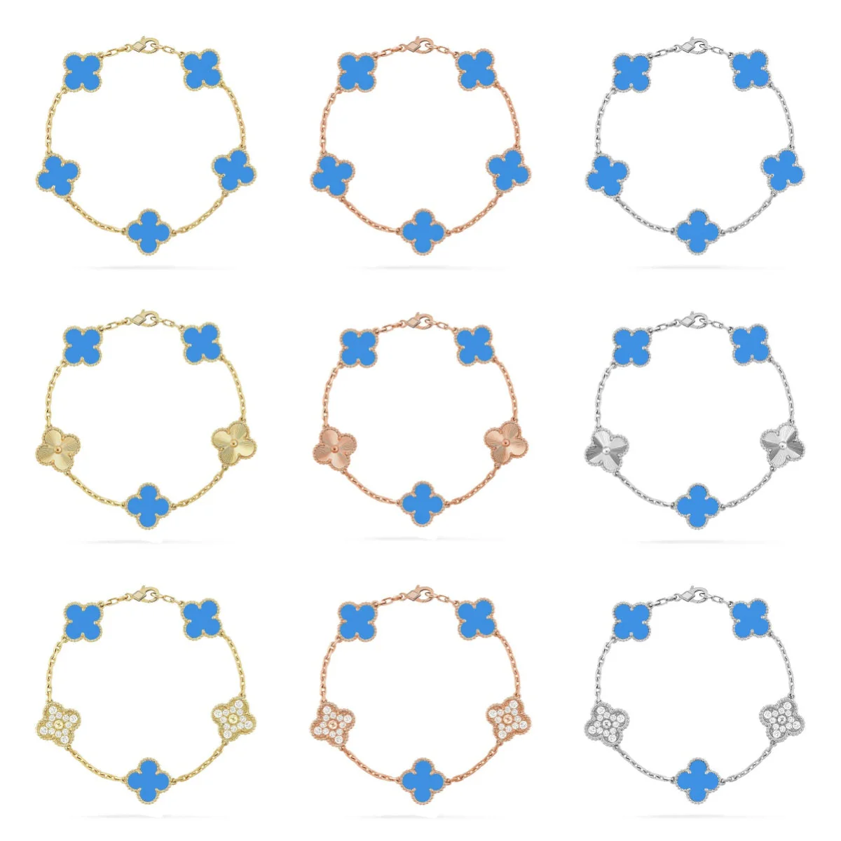 [Stellar Jewelry] CLOVER 5 MOTIF BLUE AGATE BRACELET COLLECTION