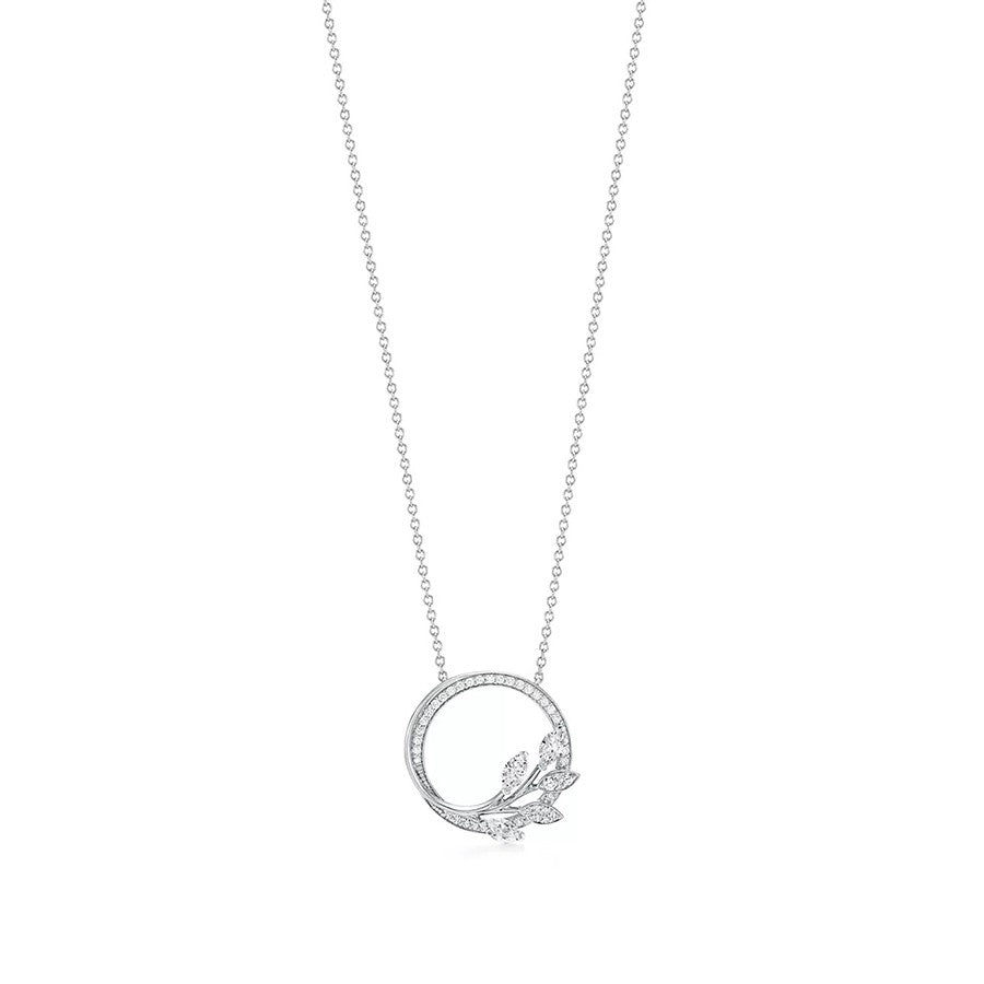 [Stellar jewels]DIAMOND VINE CIRCLE PENDANT PLATINUM NECKLACE