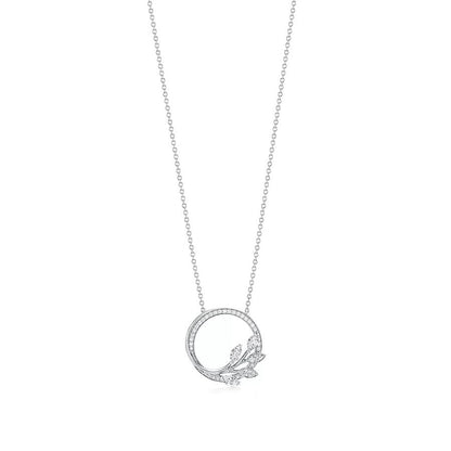 [Stellar jewels]DIAMOND VINE CIRCLE PENDANT PLATINUM NECKLACE