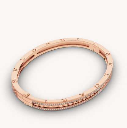 [Stellar Jewelry]ZERO 1 SPIRAL AND PAVED DIAMOND PINK GOLD BRACELET