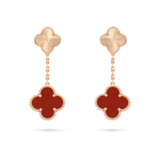 [Stellar Jewelry]CLOVER 2 MOTIF  LASER CARNELIAN EARRINGS