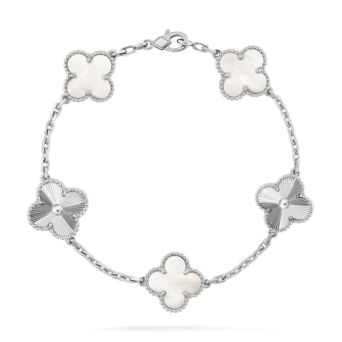 [Stellar Jewelry]CLOVER WHITE PEARL MOP 5 MOTIF BRACELET COLLECTION