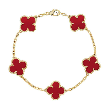 [Stellar Jewelry] CLOVER 5 MOTIF RED CORNELIAN BRACELET COLLECTION