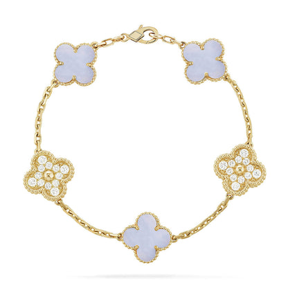 [Stellar Jewelry] CLOVER 5 MOTIF PURPLE CHALCEDONY BRACELET COLLECTION