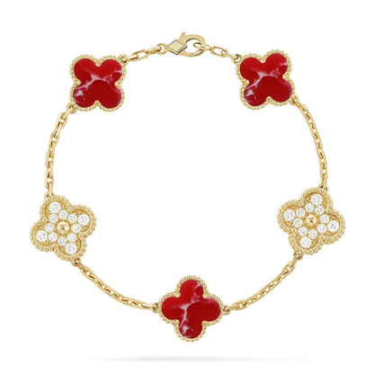 [Stellar Jewelry]CLOVER 5 MOTIF RED PATTERN BRACELET COLLECTION
