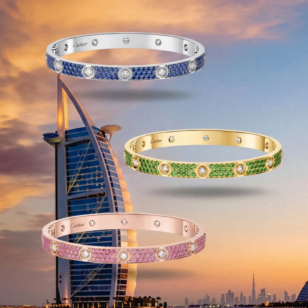 [Stellar Jewelry]2026 PAVE GEMSTONE LOVE BRACELET 6.1MM 10 DIAMONDS