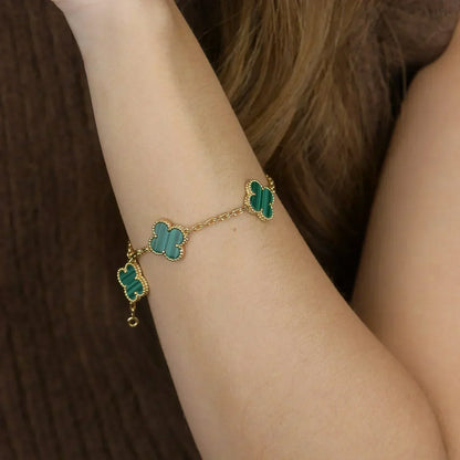 [Stellar Jewelry] CLOVER 5 MOTIF MALACHITE BRACELET COLLECTION