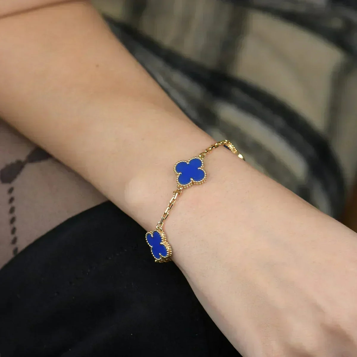 [Stellar Jewelry] CLOVER 5 MOTIF BLUE AGATE BRACELET COLLECTION