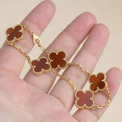 [Stellar Jewelry] CLOVER 5 MOTIF RED CORNELIAN BRACELET COLLECTION