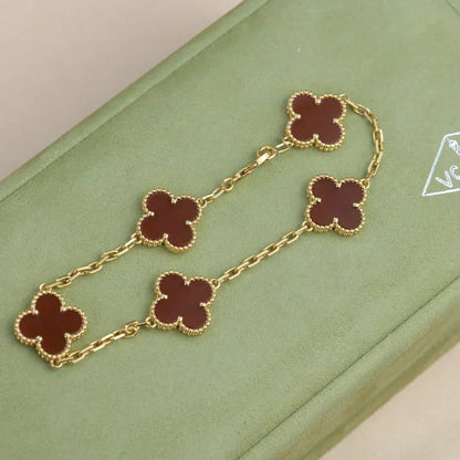 [Stellar Jewelry] CLOVER 5 MOTIF RED CORNELIAN BRACELET COLLECTION