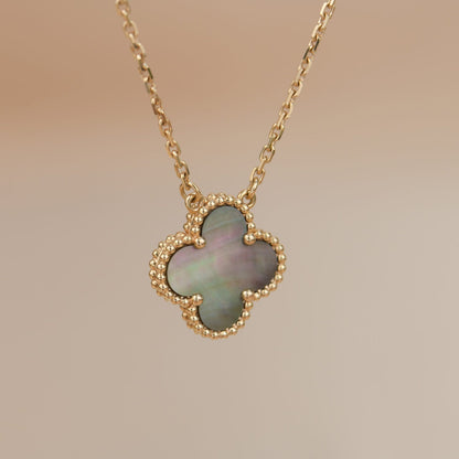 [Stellar Jewelry]CLOVER 15MM  GRAY MOTHER OF PEARL NECKLACE