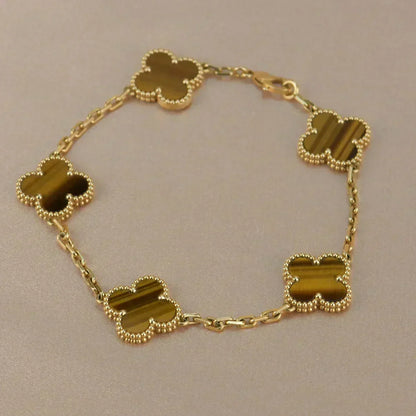 [Stellar Jewelry] CLOVER 5 MOTIFS TIGER EYE BRACELET COLLECTION