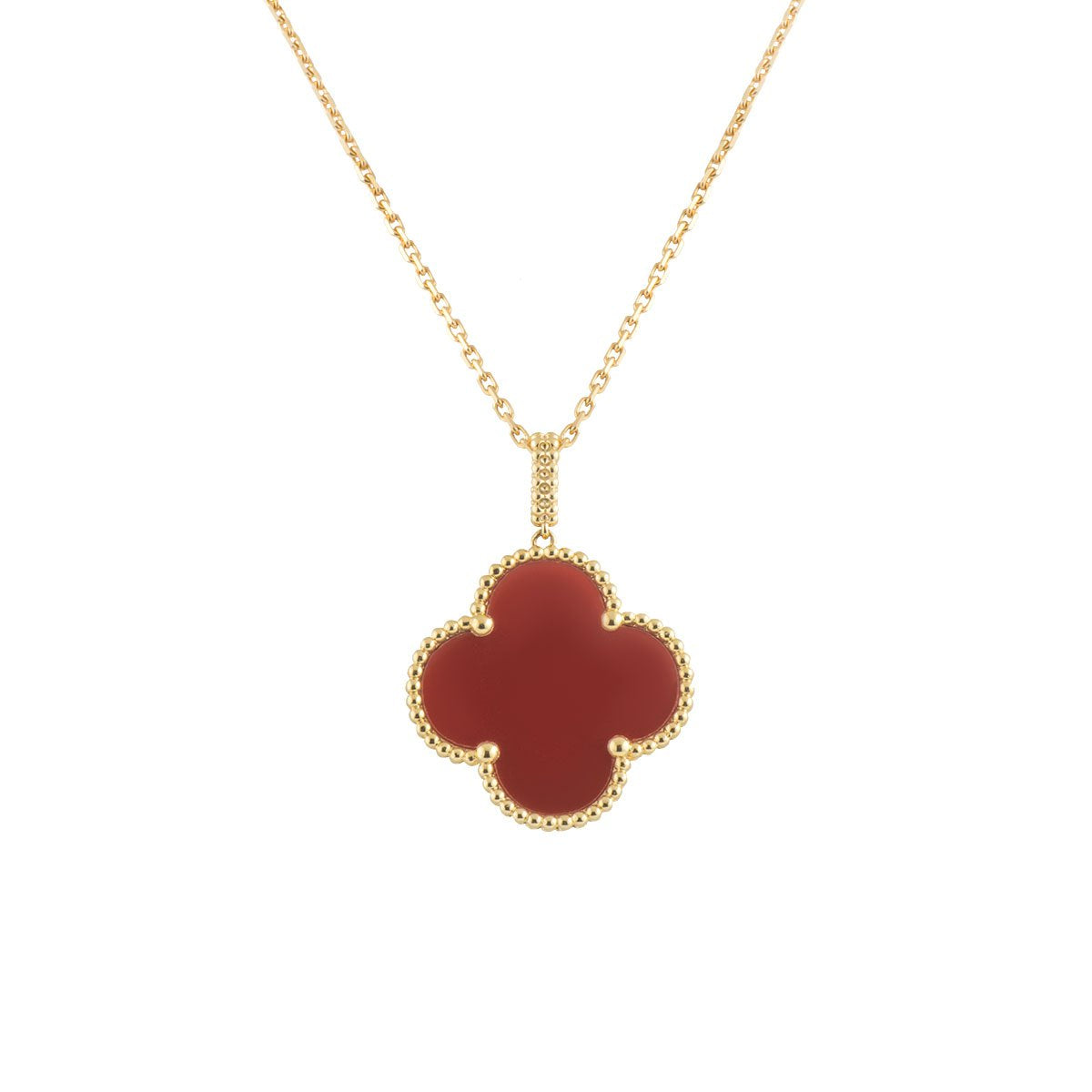 [Stellar Jewelry]CLOVER 25MM NECKLACE GOLD CARNELIAN