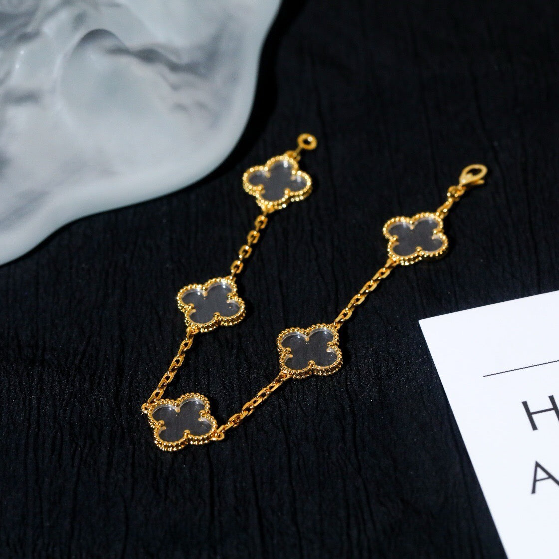 [Stellar Jewelry]CLOVER 5 MOTIF ROCK CRYSTAL BRACELET