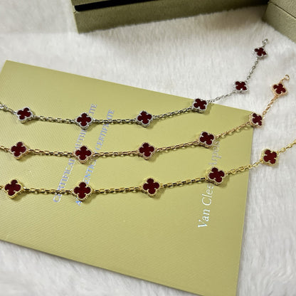 [Stellar Jewelry]CLOVER 6 MOTIF RED AGATE BRACELET
