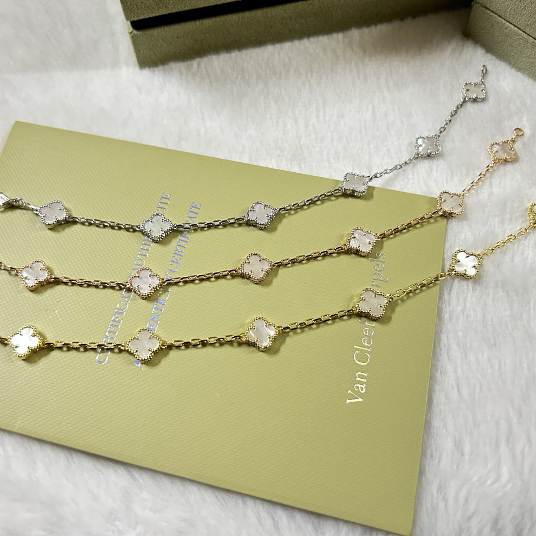 [Stellar Jewelry]CLOVER 6 MOTIF WHITE MOP BRACELET