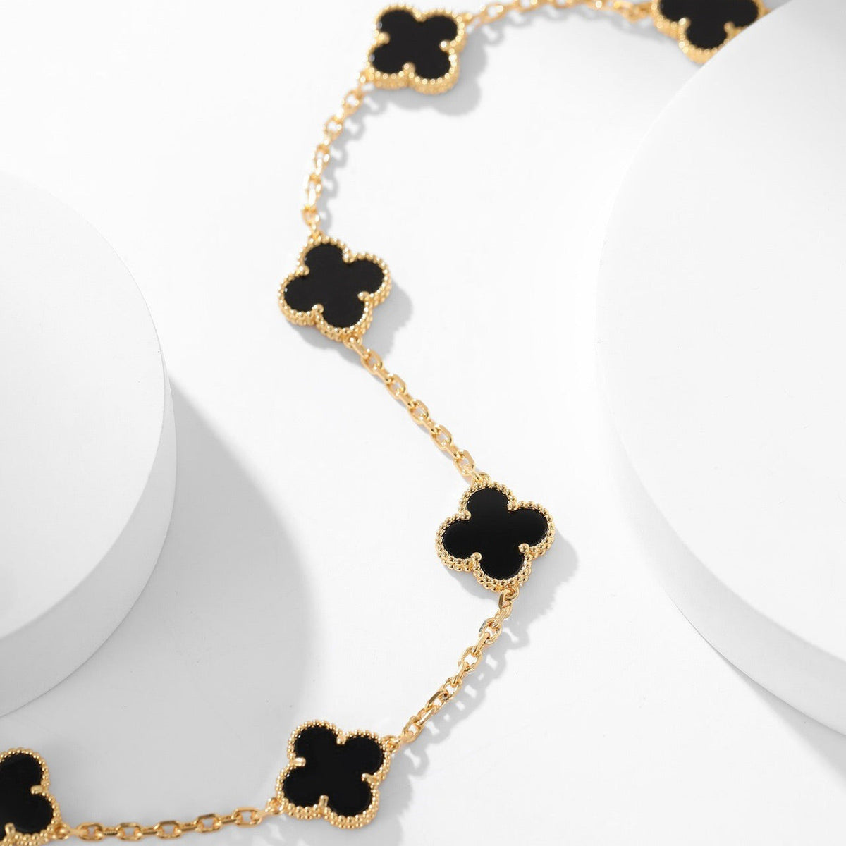 [Stellar Jewelry]CLOVER 10 MOTIFS ONYX NECKLACE