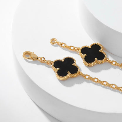 [Stellar Jewelry]CLOVER 10 MOTIFS ONYX NECKLACE