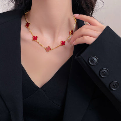 [Stellar Jewelry]CLOVER 10 MOTIFS CARNELIAN NECKLACE