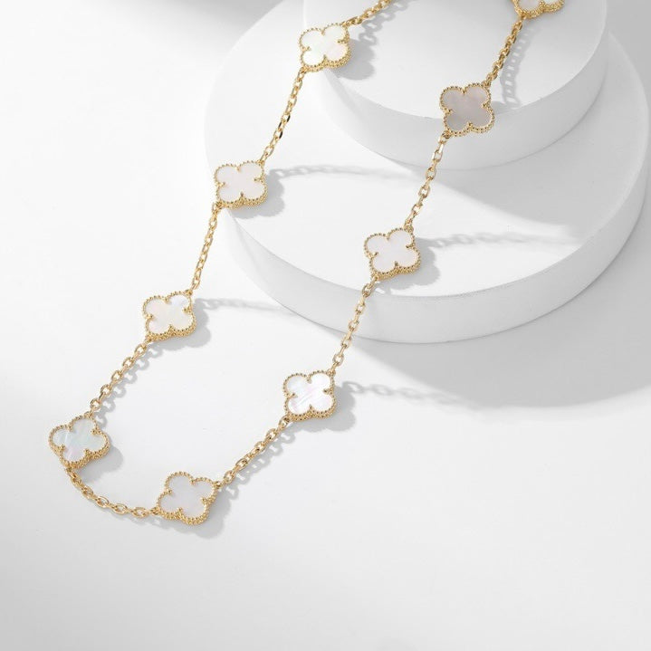 [Stellar Jewelry]CLOVER 10 MOTIFS WHITE MOTHER OF PEARL NECKLACE