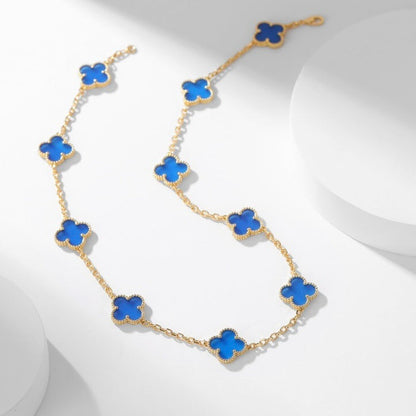 [Stellar Jewelry]CLOVER 10 MOTIFS BLUE AGATE NECKLACE