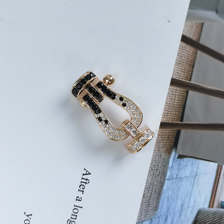 [Stellar Jewelry]FORCE LARGE HORSESHOE BLACK WHITE DIAMOND BRACELET SILVER