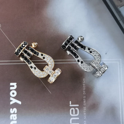 [Stellar Jewelry]FORCE LARGE HORSESHOE BLACK WHITE DIAMOND BRACELET ROSE GOLD