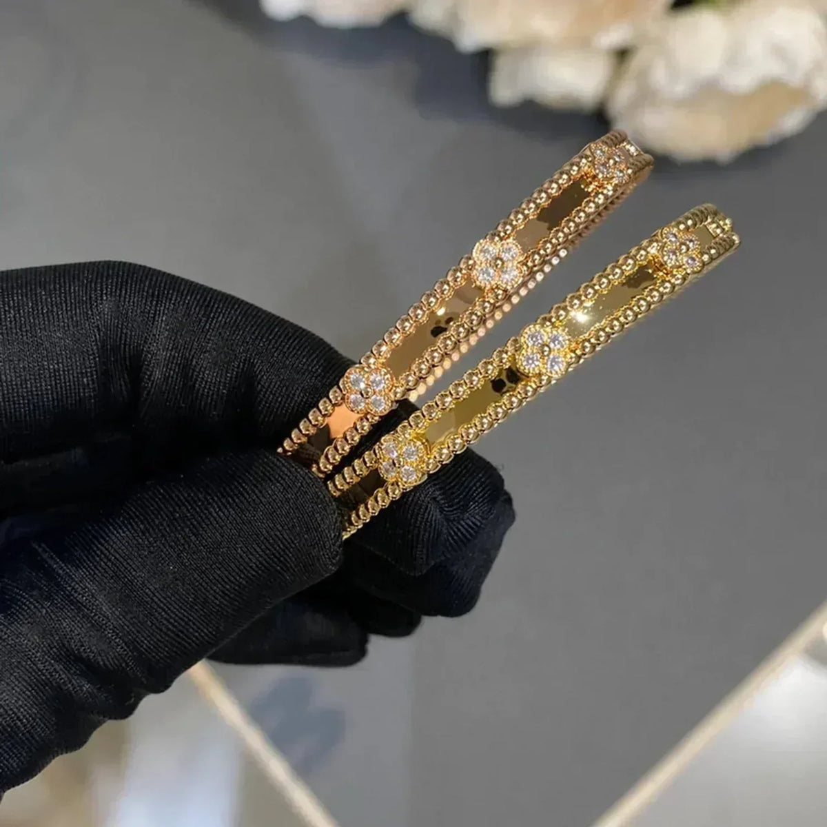 [Stellar Jewelry]CLOVER BRACELET 4MM DIAMONDS