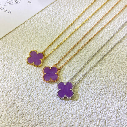 [Stellar Jewelry Jewelry]CLOVER 15MM  PURPLE VIOLET NECKLACE