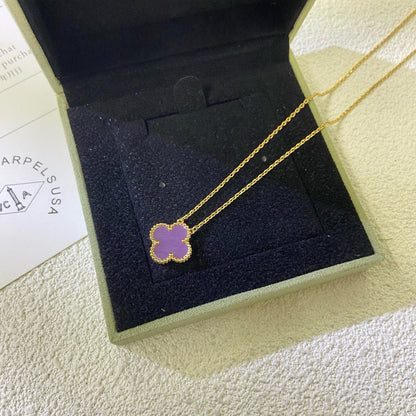 [Stellar Jewelry Jewelry]CLOVER 15MM  PURPLE VIOLET NECKLACE