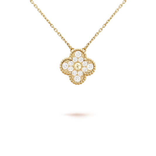 [Stellar Jewelry]CLOVER 15MM DIAMOND SINGLE FLOWER NECKLACE