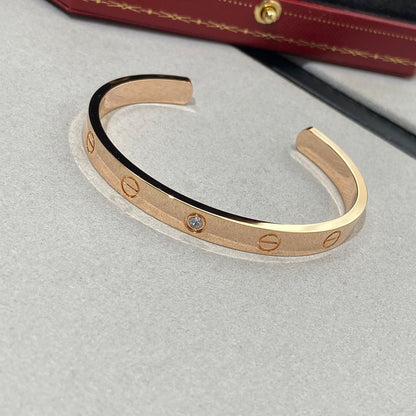 [Stellar Jewelry]LOVE BRACELET 6.1MM 1 DIAMOND OPEN CUFF