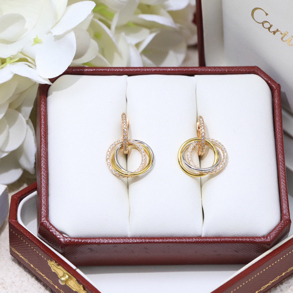 [Stellar Jewelry]TRINITY HALF DIAMOND  EARRINGS