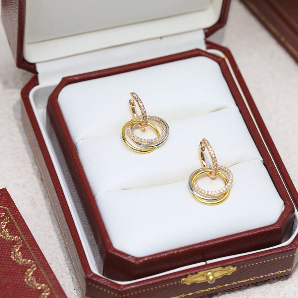 [Stellar Jewelry]TRINITY HALF DIAMOND  EARRINGS