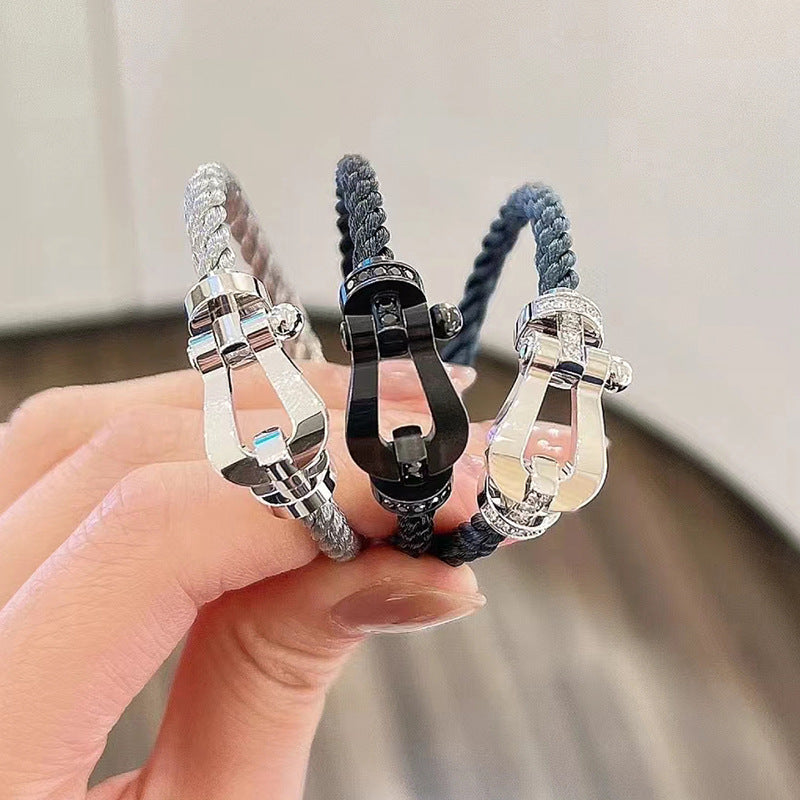 [Stellar Jewelry]FORCE LARGE HORSESHOE FULL DIAMOND BRACELET SILVER