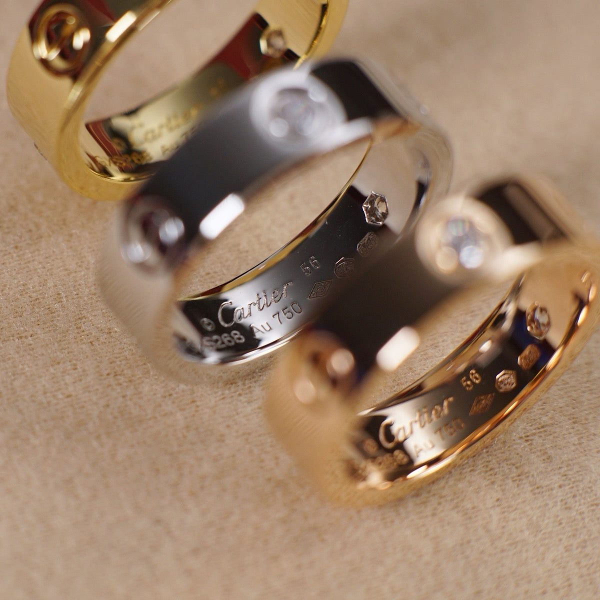 [Stellar Jewelry]LOVE 5.5MM 3 DIAMOND RING