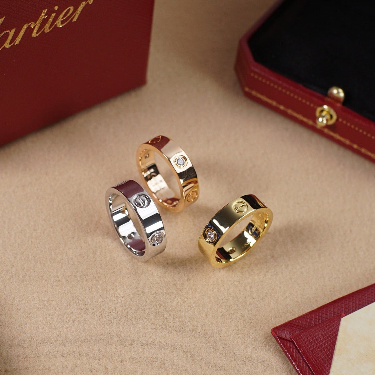 [Stellar Jewelry]LOVE 5.5MM 3 DIAMOND RING