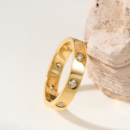[Stellar Jewelry]LOVE 4MM 8 DIAMOND RING