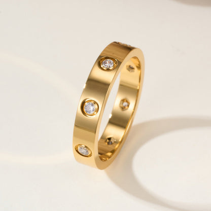 [Stellar Jewelry]LOVE 4MM 8 DIAMOND RING
