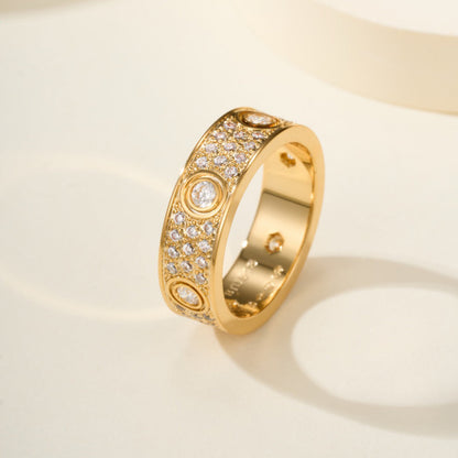 [Stellar Jewelry]LOVE 5.5MM FULL-PAVE 6-DIAMOND RING