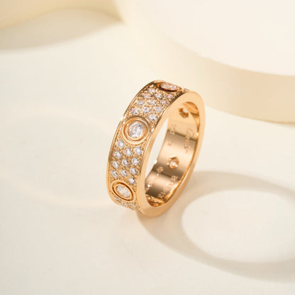 [Stellar Jewelry]LOVE 5.5MM FULL-PAVE 6-DIAMOND RING