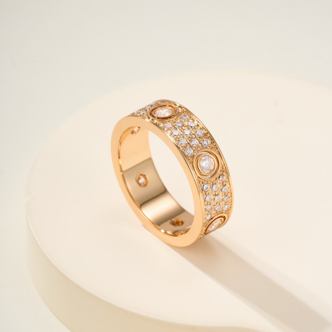 [Stellar Jewelry]LOVE 5.5MM FULL-PAVE 6-DIAMOND RING
