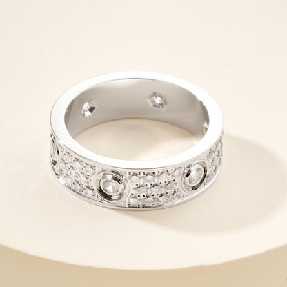 [Stellar Jewelry]LOVE 5.5MM FULL-PAVE 6-DIAMOND RING
