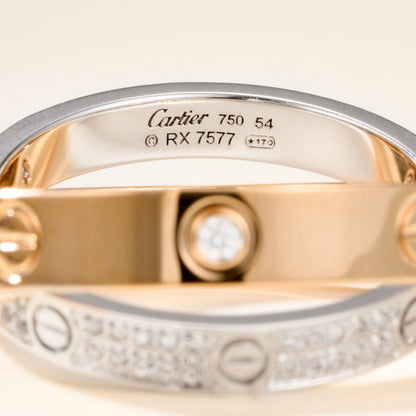 [Stellar Jewelry]LOVE PINK GOLD SILVER DIAMOND DOUBLE RING