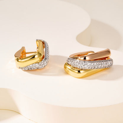 [Stellar Jewelry]TRINITY HALF DIAMOND  CUSHION EARRINGS