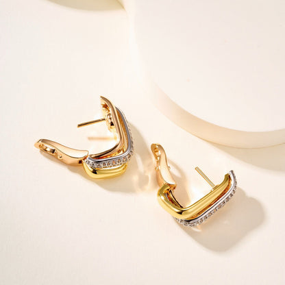 [Stellar Jewelry]TRINITY HALF DIAMOND  CUSHION EARRINGS