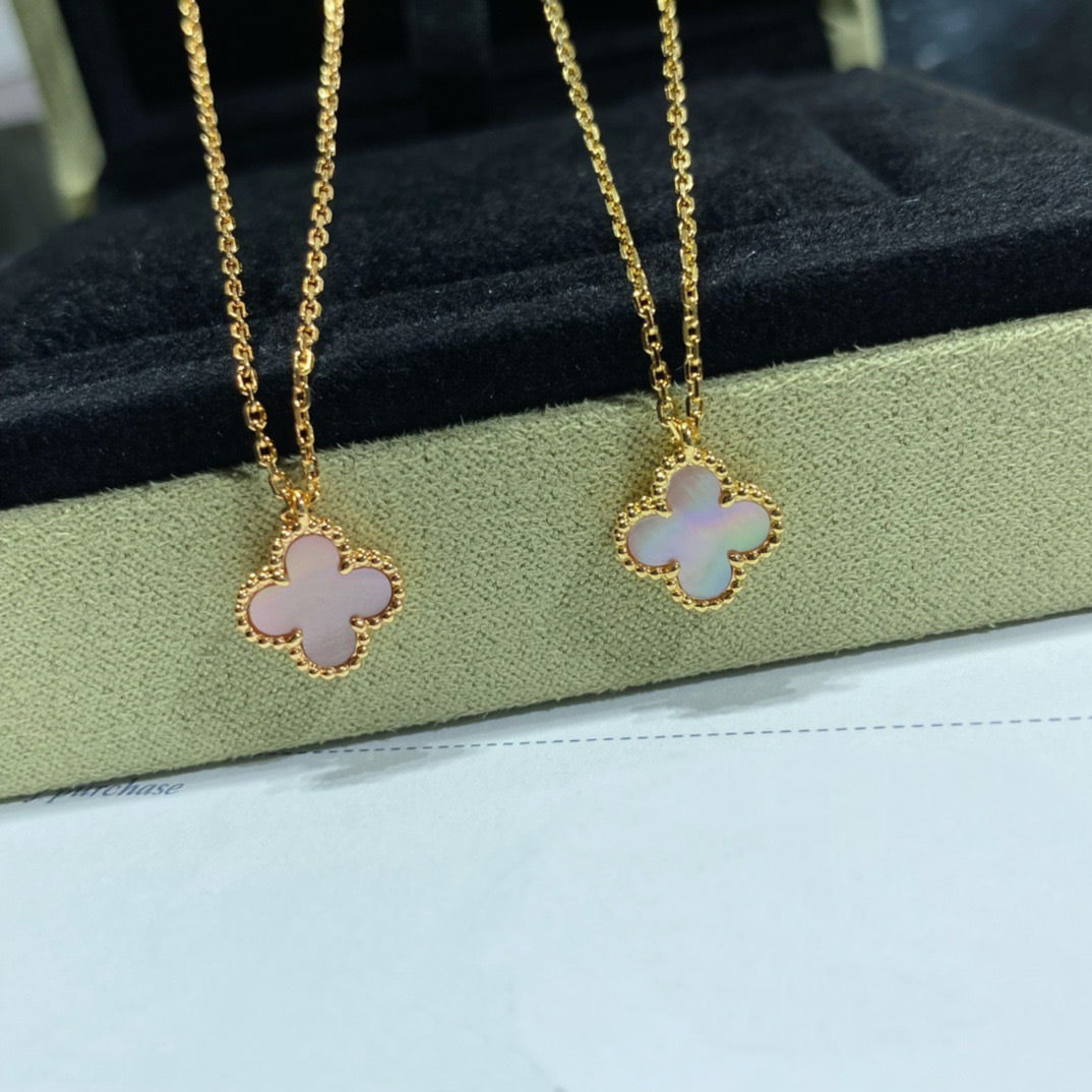 [Stellar Jewelry]CLOVER 15MM PINK MOTHER-OF-PEARL SINGLE FLOWER NECKLACE